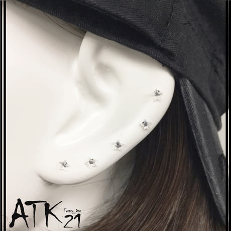 (6点セット）スターモチーフ 星型 シークレットピアス 透明ピアス 18G ゴムキャッチ アクリル メンズ レディース ユニセックス アクセサリー：SP190102