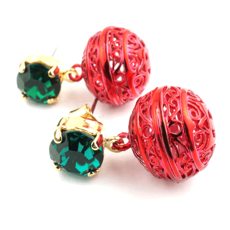 ビジュー カラーボール スタッド ピアス クリスマス *:..。O○☆ レディース アクセサリー：PKS151010（S)