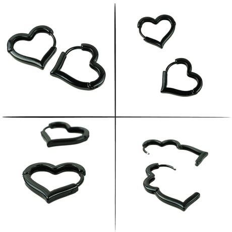 両耳用（2点セット）ハート Heart モチーフピアス フープピアス 可愛い 人気 おしゃれ 大人アクセ メンズ レディース ユニセックス アクセサリー：HPB190701