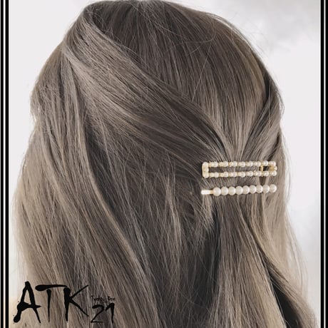 （2点セット）オープン スクエア パール ラインストーン ヘアクリップ ヘアピン 髪留め 前髪 サイド留め 簡単ヘアアレンジ 大人レディ レディース ヘアアクセサリー：HD190203