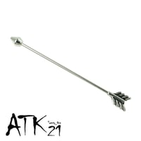 片耳用（1個売り）矢 インダストリアル ロングバーベル ボディピアス 16G シンプル ステンレス メンズ レディース ユニセックス アクセサリー：MPS190702