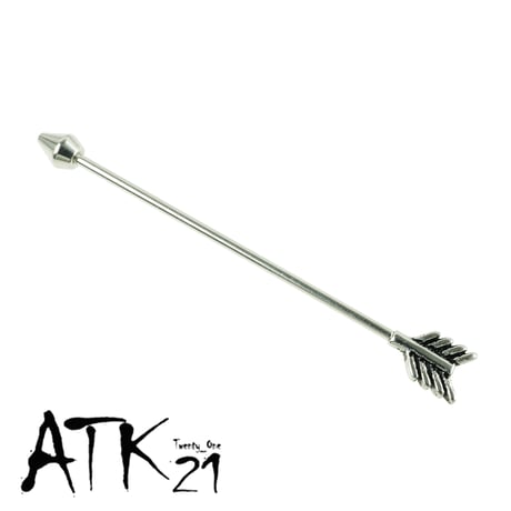 片耳用（1個売り）矢 インダストリアル ロングバーベル ボディピアス 16G シンプル ステンレス メンズ レディース ユニセックス アクセサリー：MPS190702
