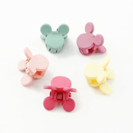（5個セット） ミッキー パステルカラー ミニバンスクリップ プチヘアクリップ かわいい キッズ レディース ヘアアクセサリー：HBS170206