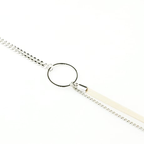 レザー チェーン サークル チャーム タイト ブレスレット シンプル レディース アクセサリー：BR170201