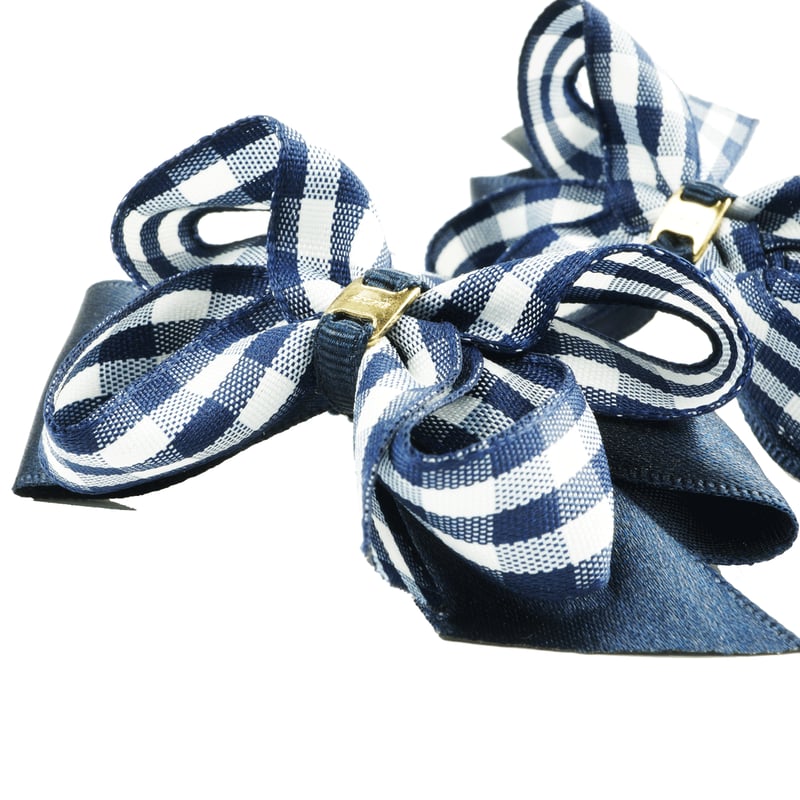 確認　ヘアゴム ヘアリボン ツインテール　1389　バレエ 2点セット） チェック柄 リボン ヘアゴム ツインテール キッズ