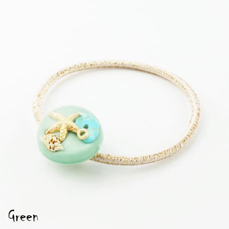 シェル 貝殻 スターフィッシュ シースター ターコイズ ヘアゴム ヘアポニー レディース ヘアアクセサリー：HG170302