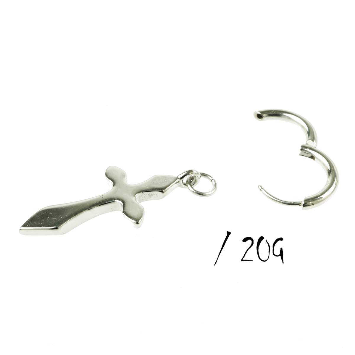 シルバー クロスチャーム フープピアス 片耳用 es462-4-2.jpg