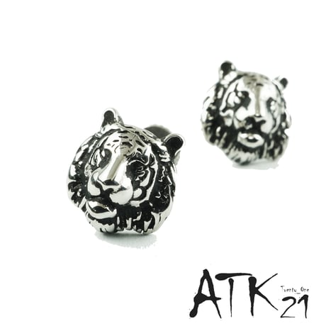 両耳用（2点セット）百獣の王 ライオン ヘッド 16G ステンレスピアス バーベル イヤーロブ 軟骨 ボディピアス メンズ レディース ユニセックス アクセサリー：MPS180502