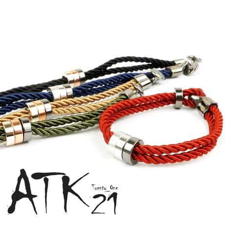 ２連 ２ライン ３リング コードブレスレット メンズブレスレット メンズアクセサリー ユニセックス アクセサリー：MB140204