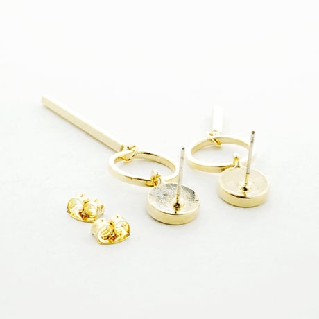 Blackサークル オープンサークル バー アシンメトリー ピアス シンプル レディース アクセサリー：PA170202