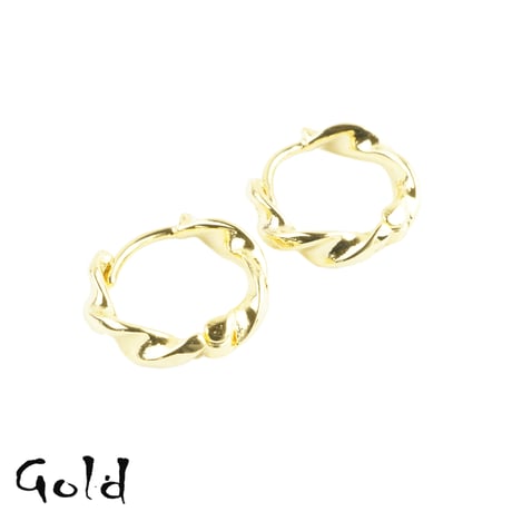両耳用（2点セット）小さ目 ツイスト フープピアス ミニサイズ リングピアス シンプル メンズ レディース ユニセックス アクセサリー：HPB180615