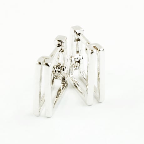 両耳用（2個セット） スクエア  2ライン フープ リング ミニ プチ ピアス メンズ レディース ユニセックス アクセサリー：MPB160801