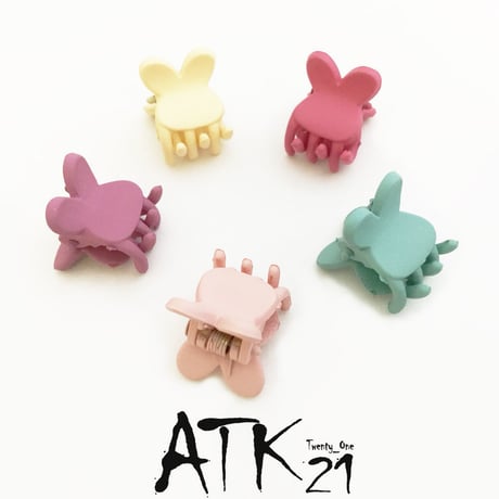 （5個セット） ラビット うさぎ  マット パステルカラー ミニバンスクリップ プチヘアクリップ かわいい キッズ レディース ヘアアクセサリー：HBS171001