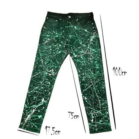 リメイクペイントデニムパンツ デニムパンツ GU ストレッチスリムジーンズ ブラック デニム メンズ ファッション ATK21：RP201003