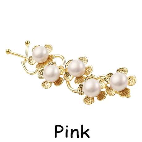 フラワー パール ヘアピン ヘアクリップ ゴールド ウェーブ ヘアピン  簡単ヘアアレンジ 髪どめ 前髪 レディース ヘアアクセサリー