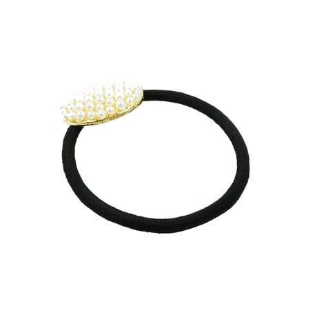 パヴェ パール サークル スクエア ヘアゴム ブレスレットにも シンプル ヘアポニー 髪留め 簡単ヘアアレンジ 大人キレイ レディース ヘアアクセサリー：HG190701