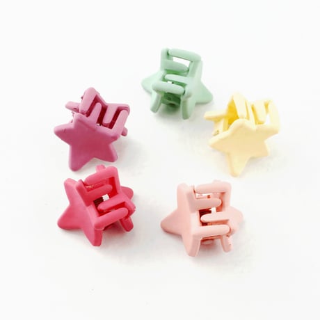 （5個セット） スター ☆ パステルカラー ミニバンスクリップ プチヘアクリップ かわいい キッズ レディース ヘアアクセサリー：HBS170204