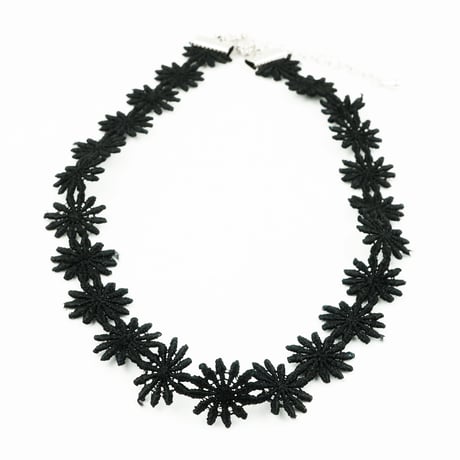 ブラック フラワー レース チョーカー ネックレス レディース アクセサリー：NC170501
