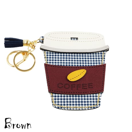 COFFEE コーヒー カップスリーブ スエード パスケース  カードケース カードホルダー ICカード キーホルダー 小物 雑貨 アクセサリー：PC181201