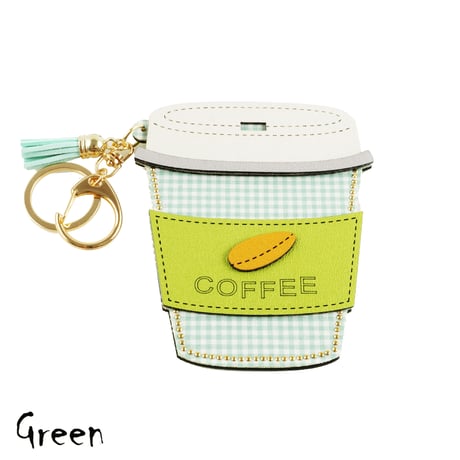 COFFEE コーヒー カップスリーブ スエード パスケース  カードケース カードホルダー ICカード キーホルダー 小物 雑貨 アクセサリー：PC181201