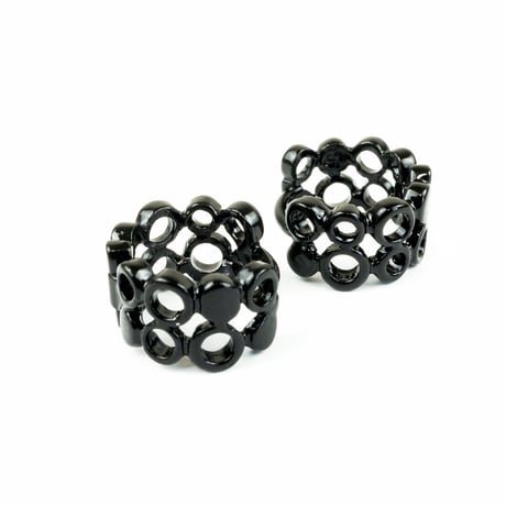 両耳用（2個セット） 透かし ラインサークル ブラック フープ リング ピアス シンプル メンズ レディース アクセサリー：MPB160504