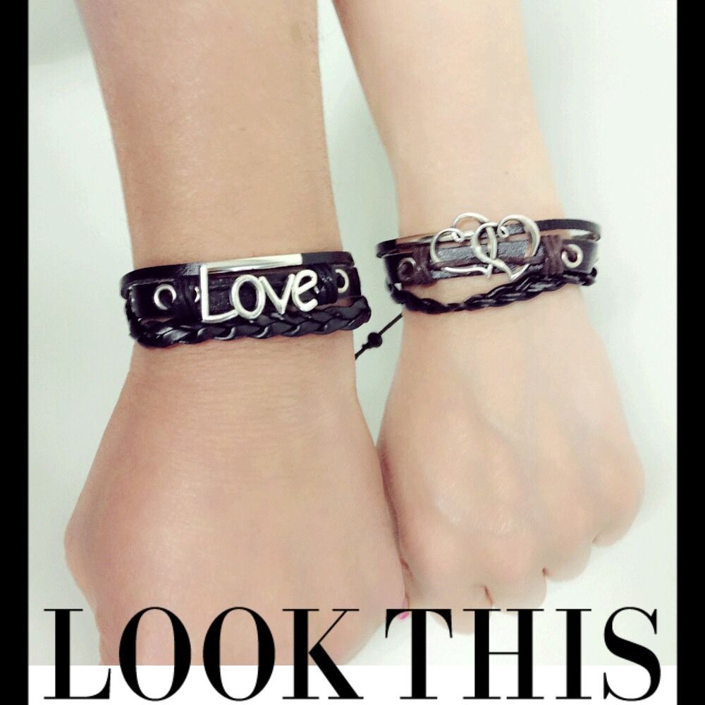 レザーコードブレスレット ☮∞♡LOVE ピースマーク 無限大ハート