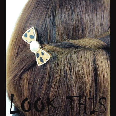 ハラコ リボン パール ヘアクリップ ダッカール ヘアアクセサリー レディース：HD160804