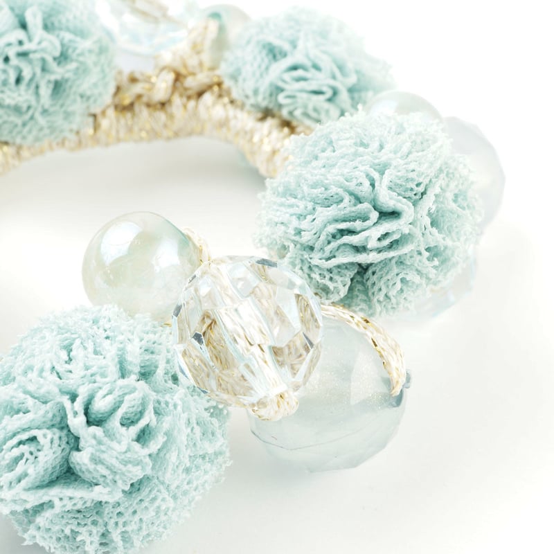 レースボール ヘアゴム シュシュ じゃらじゃらゴム じゃらごむ ローズ