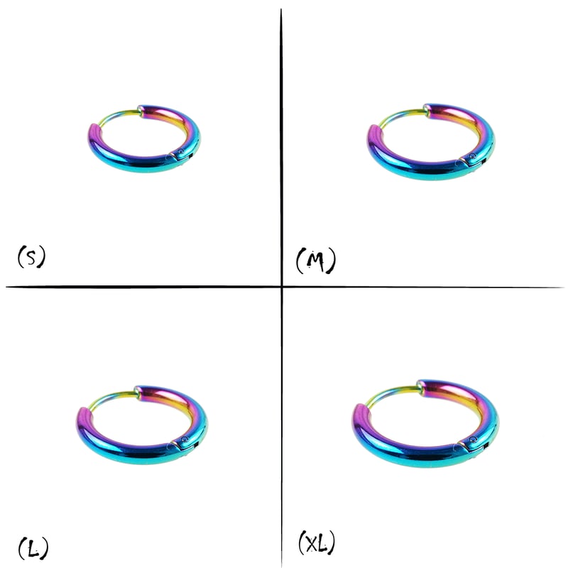 片耳用（1個売り）レインボー 虹色 フープピアス シンプル 18G