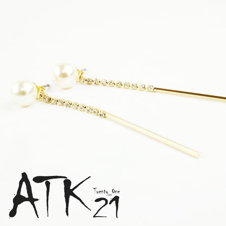 パール ライトストーン バー スタッドピアス バックキャッチピアス レディース アクセサリー：PPL160801