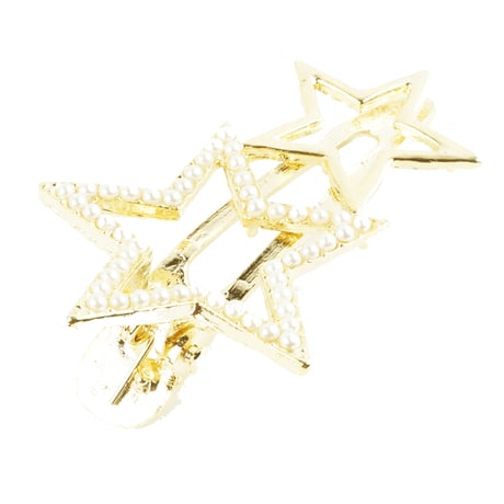 星 スターモチーフ パール ゴールド  ヘアクリップ ダッカール くちばしクリップ 上品 大人アクセ 簡単ヘアアレンジ レディース ヘアアクセサリー：HD171213