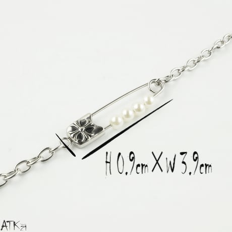 サージカルステンレス316L ステンレス アンクレット 安全ピン パール メンズ レディース ユニセックス アクセサリー：ASC170801