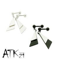 両耳用（2点セット）トライアングル  揺れる 16G  Surgical Steel 316L  スレートバーベル 軟骨 ボディピアス メンズ レディース ユニセックス ：MPS180201