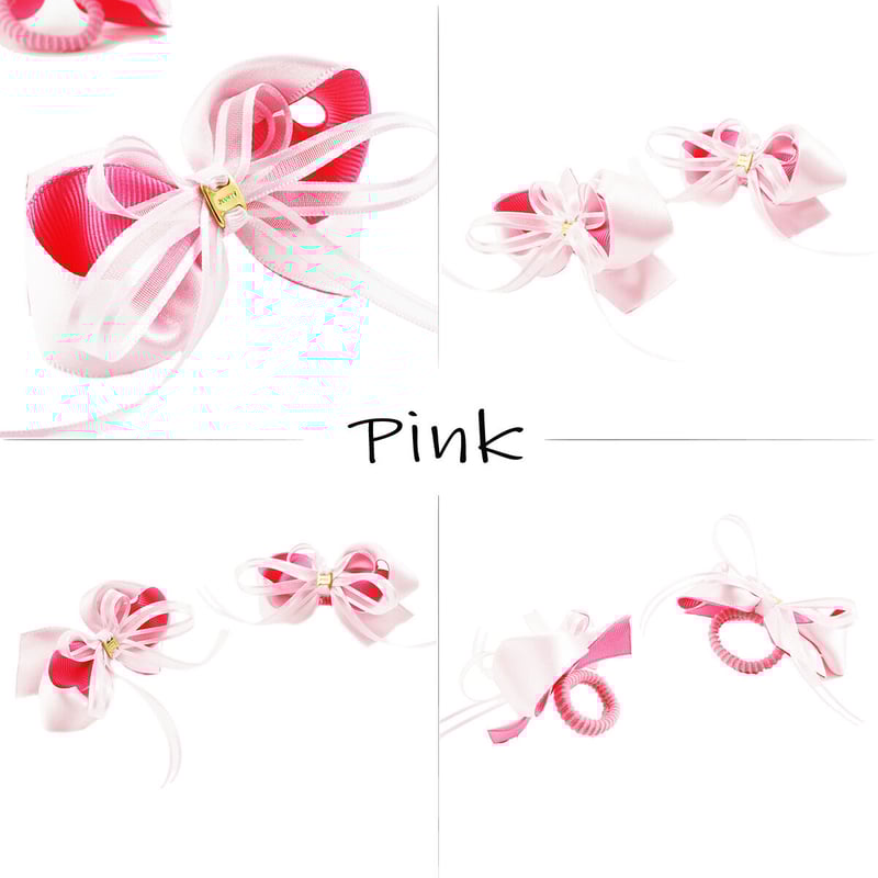 【オーダー♡花付ダブルリボン 】ヘアクリップ　ヘアゴム　ベビー　キッズ　パステル オーダー♡花付ダブルリボン 】ヘアクリップ ヘアゴム ベビー