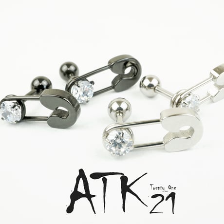両耳用（2個セット） 安全ピン  ボディピアス 軟骨ピアス バーベルピアス ユニセックス ステンレス Surgical Steel316L ：MP160802