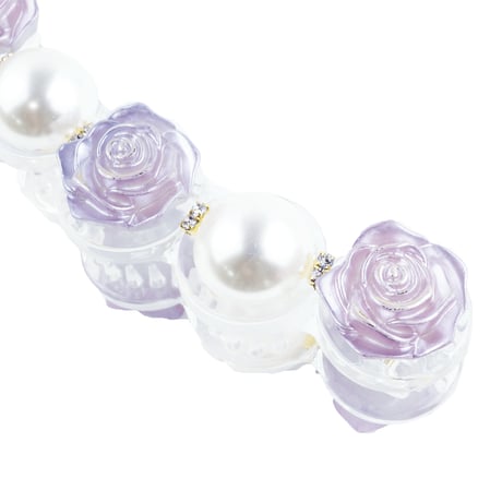 ローズ 薔薇 パール 涼しげ 爽やか バナナクリップ エレガント 大人アクセ 髪留め しっかり留まる レディース 簡単ヘアアレンジ ヘアアクセサリー：BNN180601