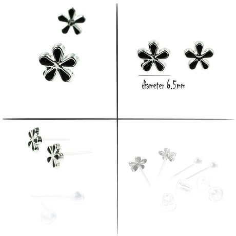 (4点セット）フラワーモチーフ ボール 樹脂ピアス 透明ピアス 18G ゴムキャッチ アクリル メンズ レディース ユニセックス アクセサリー：PSS200107