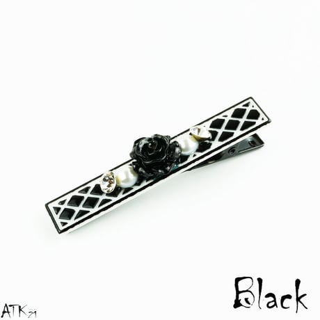 モノトーン チェック black カメリア パール ストーン ヘアピン ヘアクリップ ダッカール くちばしクリップ 簡単ヘアアレンジ レディース ヘアアクセサリー：HD171001
