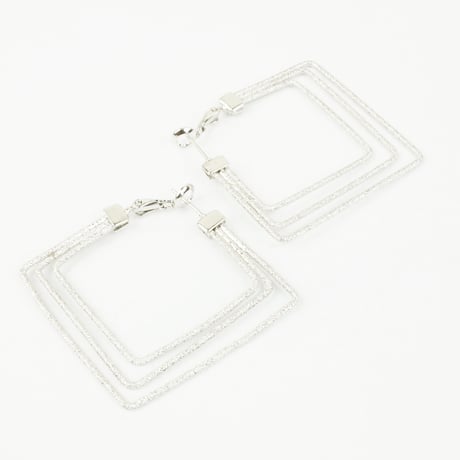 ３連 スクエア フープピアス シルバー レディース アクセサリー：PL160807