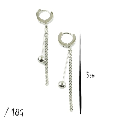 両耳用（2点セット）フープ チェーン バー  18G サージカルステンレスピアス Surgical Steel 316L メンズ レディース ユニセックス アクセサリー：HPS170802