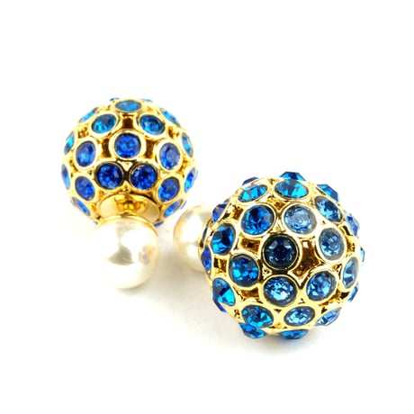 パール カラー ビジュー ボール バックキャッチ ピアス 2way ゴージャス ゴールド レディース アクセサリー