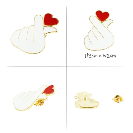 指ハート ピンバッチ バッチ ハート ニット帽 キャップ メンズ レディース ユニセックス アクセサリー
