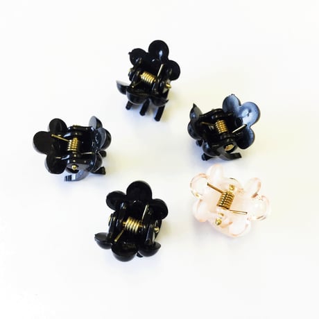 （5個セット） フラワー Blackカラー ミニバンスクリップ プチヘアクリップ かわいい キッズ レディース ヘアアクセサリー：HBS170604