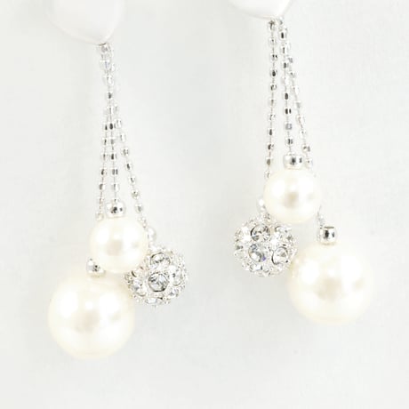 SWAROVSKI スワロフスキー パヴェボール パール ピアス スイング 大人可愛い レディース アクセサリー✧ラッピング無料BOX付✧：PSP140801