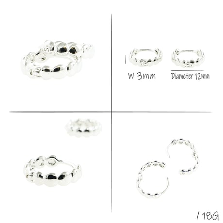 両耳用（2個セット）シンプル  シルバー ブラック フープ リング ピアス メンズ レディース ユニセックス アクセサリー