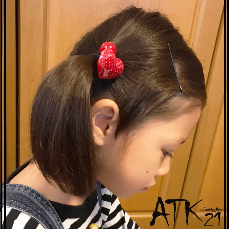 2点セット） ハート ドット 水玉 子供用ヘアゴム ツインテール