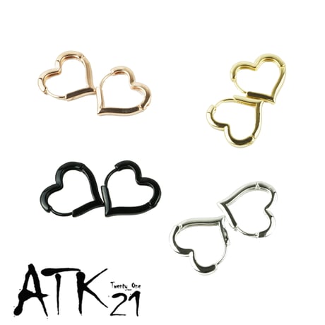 両耳用（2点セット）ハート Heart モチーフピアス フープピアス 可愛い 人気 おしゃれ 大人アクセ メンズ レディース ユニセックス アクセサリー：HPB190701