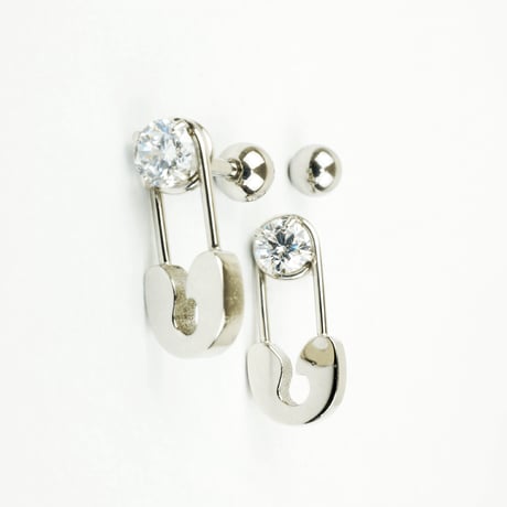 両耳用（2個セット） 安全ピン  ボディピアス 軟骨ピアス バーベルピアス ユニセックス ステンレス Surgical Steel316L ：MP160802