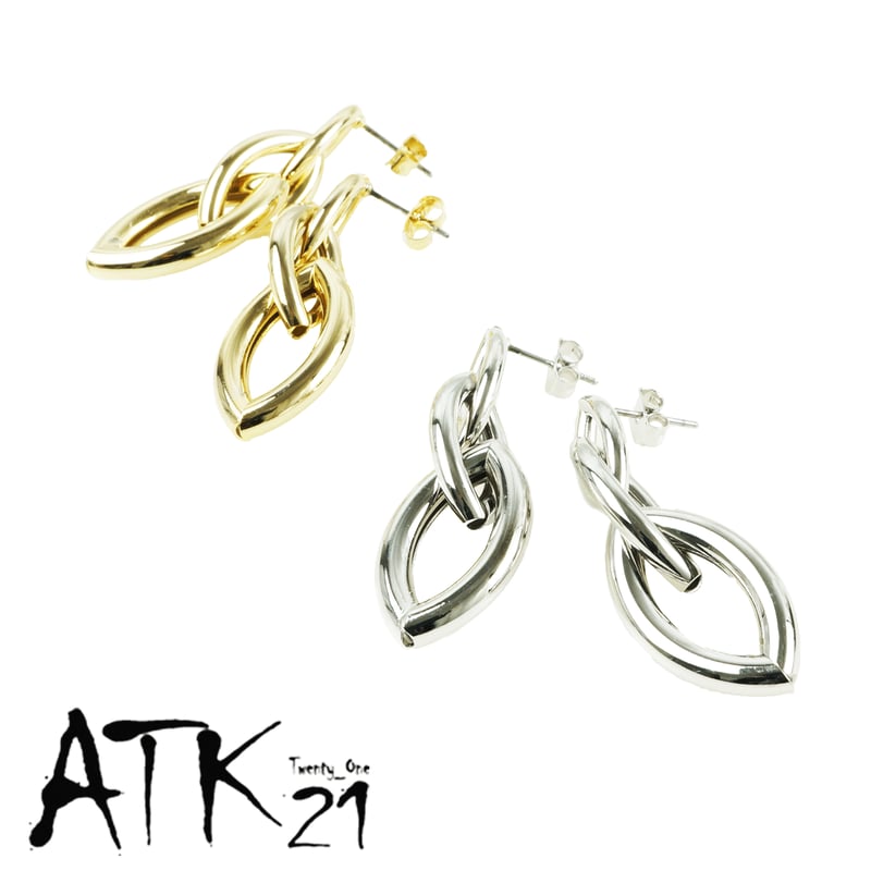 2点セット）3連 しずく形 モチーフ きれい目 モダン シルバー ゴールド  