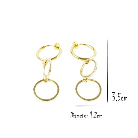 両耳用（2点セット）シンプル 3連フープフェイクピアス ノンホール パイプイヤリング メンズ レディース ユニセックス アクセサリー：FP190705